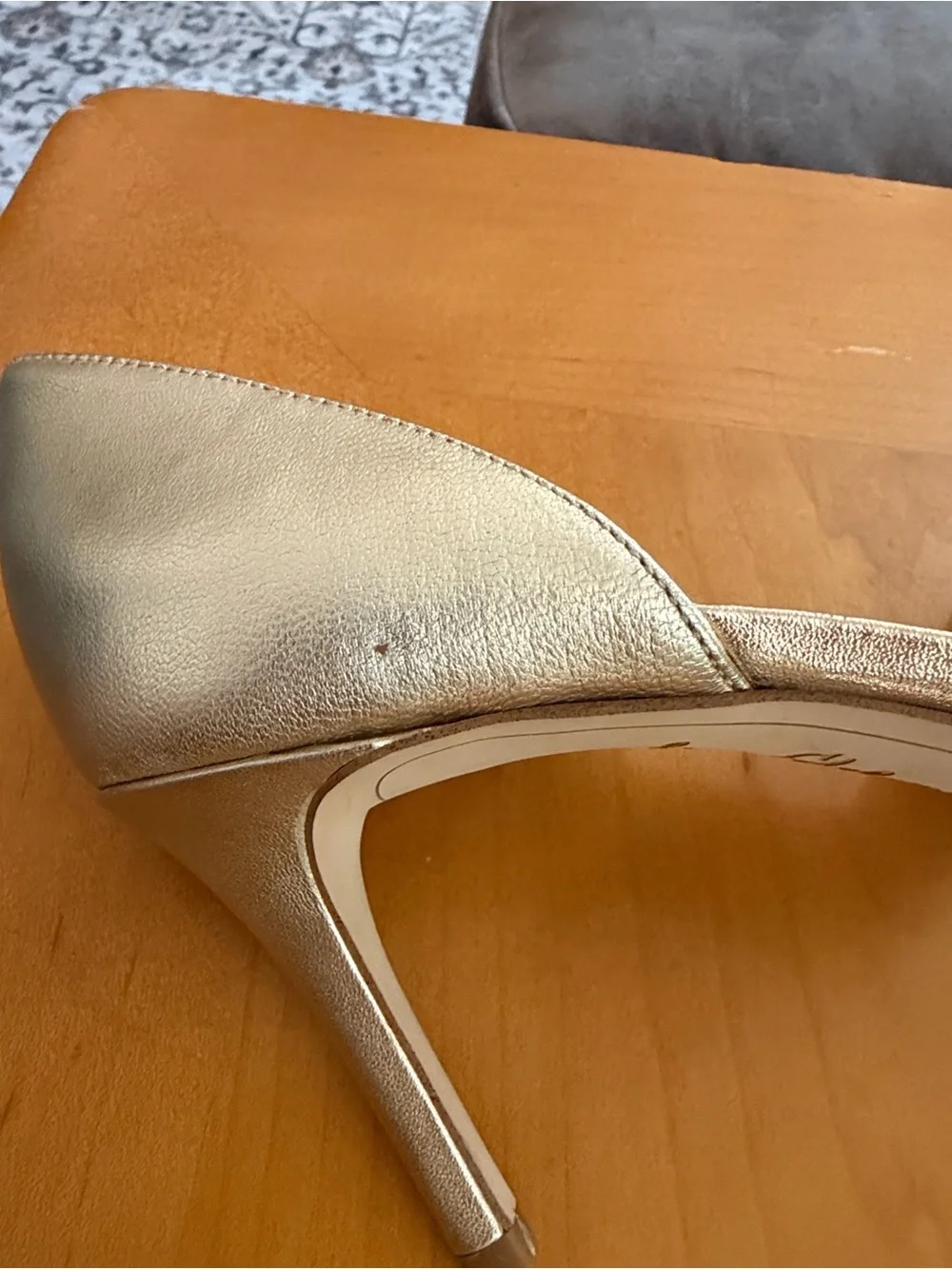 Sam Edelman Metallic Gold D'Orsay Pointed Heels